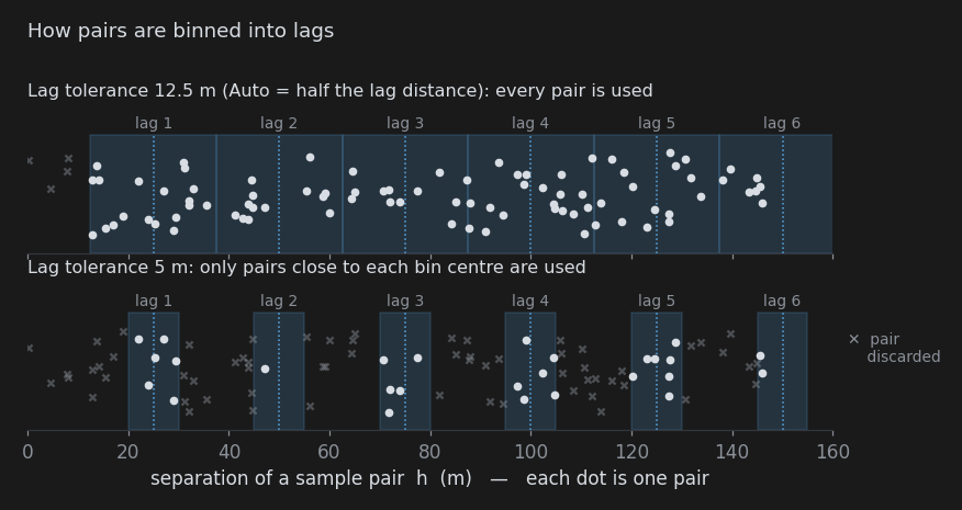 How pairs are binned into lags