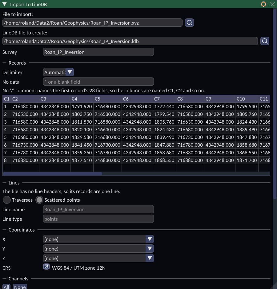 Importing an XYZ file Importing an XYZ file