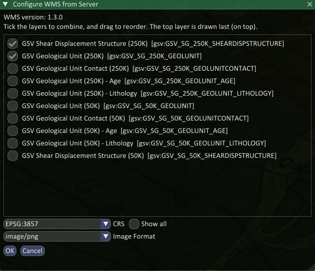 WMS layer selection